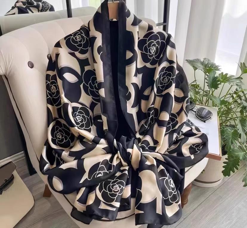 

Стильный корейский шелковый шарф из парчи 2024 года для женщин - Универсальная шаль для весны/осени 180