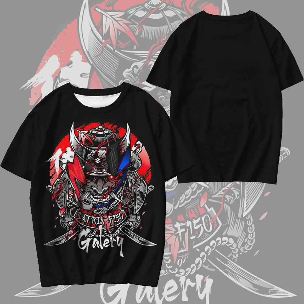 T-Shirts For Men 3d Japanese Ghost Warrior Print Man T-Shirt Hip Hop Tees Oversized T Shirt Men Clothes Vintage Street Tops 2024