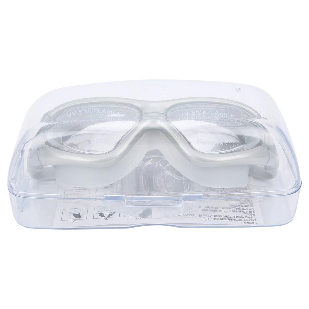 Adult Swimming Goggles AntiFog Lens UV Protection No Leaking Electroplating Swim Glasses(Greyish White )