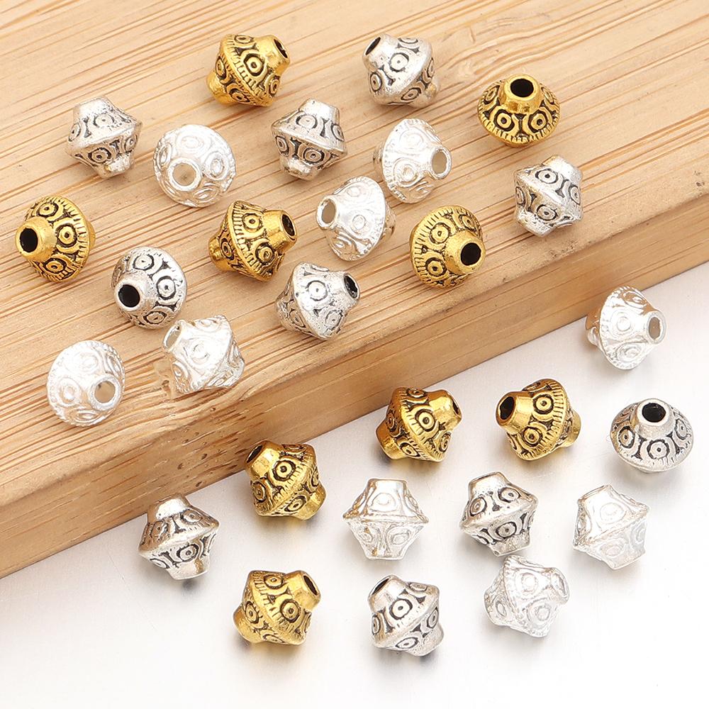 30 Stück Vintage Abstandshalter Perlen Legierung Metallperlen Lose Perlen Quetschperlen Für DIY Schmuckherstellung Armband Halskette Zubehör