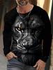 Camiseta de manga larga con estampado de león para hombre, ropa informal para hombre, camisetas de moda con estampado 3D completo de animales, ropa de calle