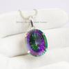 Big Mystic Topaz Pendant - 925 Sterling Silver Pendant - Oval Topaz Pendant - Gift for Wife- Engagement Pendant - Handmade Pendant