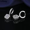 925 Sterling Silver Women's Earrings Inlaid with Square Zircon, Fashionable Banquet Party Jewelry