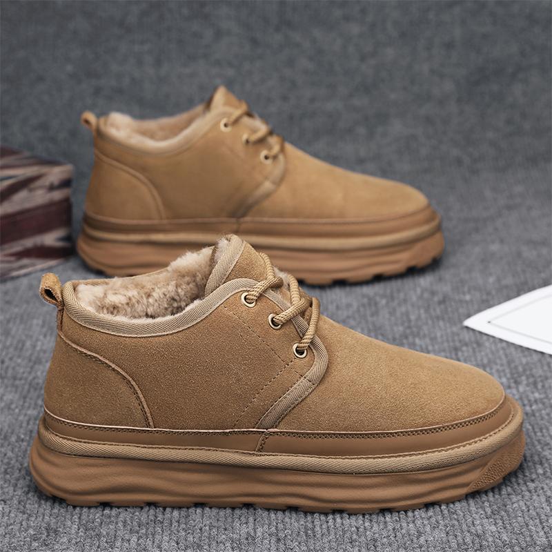 New Men's Shoes Size Winter Warm Shoes Snow Boots for Men Velvet and Thickening Outdoor Non-slip Anti-wear Mens Short Boots