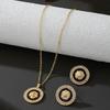 Trendy Lion Head Diamond Pendant Necklace Bracelet Stud Earrings Trendy Personality Jewelry Set