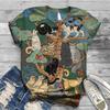 Women Summer Short Sleeve T-Shirt 3D Cat Printed O Neck Tops Digital Femme T Shirt