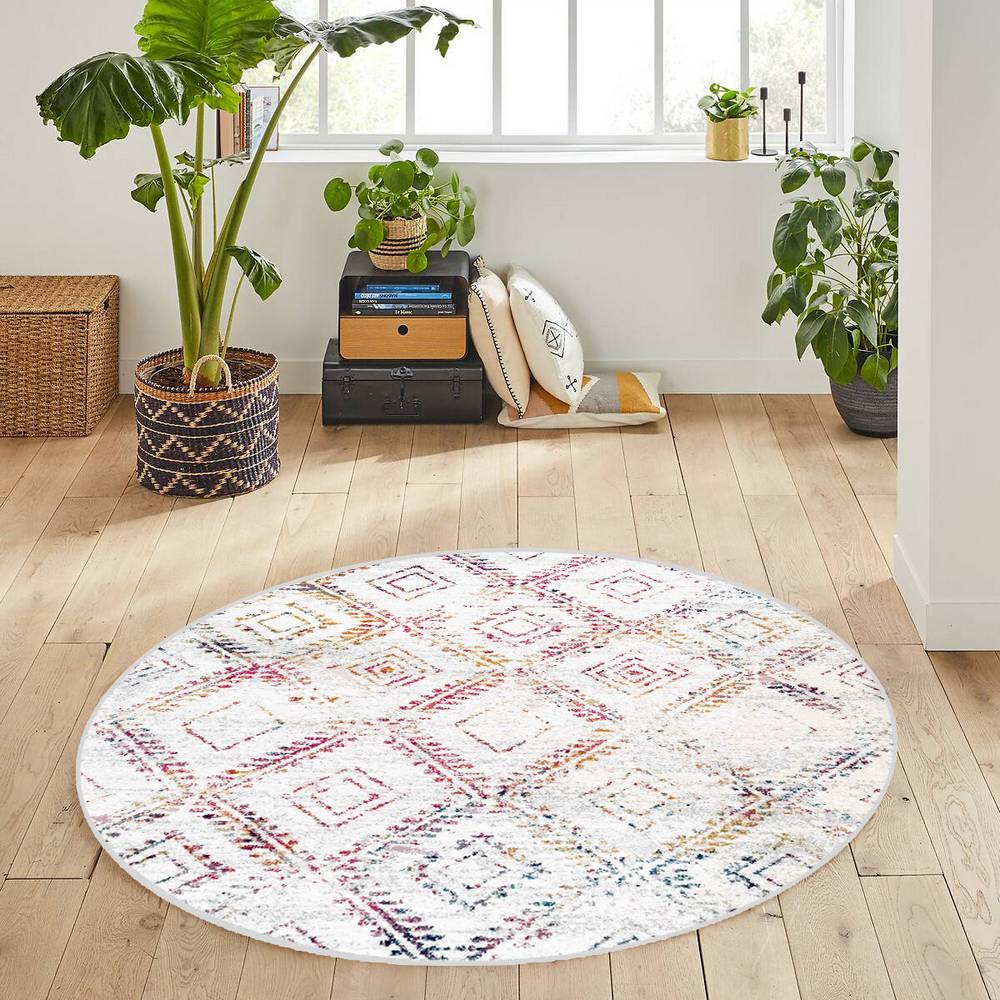 

Rovigo Home Моющийся круглый ковер с принтом RHM7133 100x100 белый