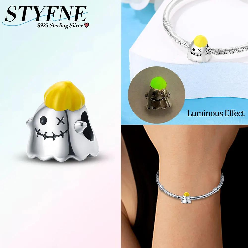 Charms Plataoriginales Luminous Pumpkin Beads For Charms Copper Bracelet Beads Jewellery Making Women'S Gift