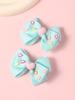 2PCS New Cute Princess Fashion Solid Heart Bow Lovely Girls Hairpins Children Headwear Hairgrip Hair Clips Hair Accessories