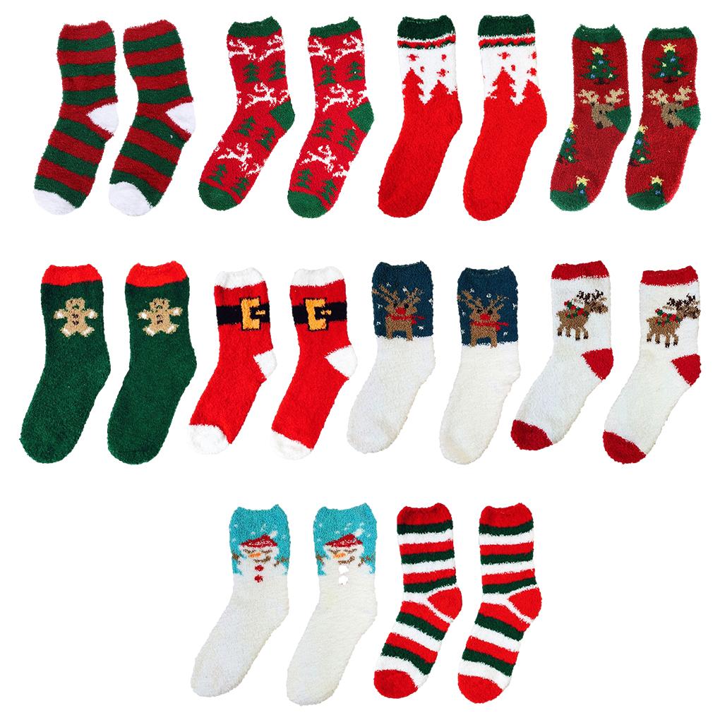 Winter Socks Christmas Stockings Floor Socks Polyester Fiber Socks For Women Girl Gift