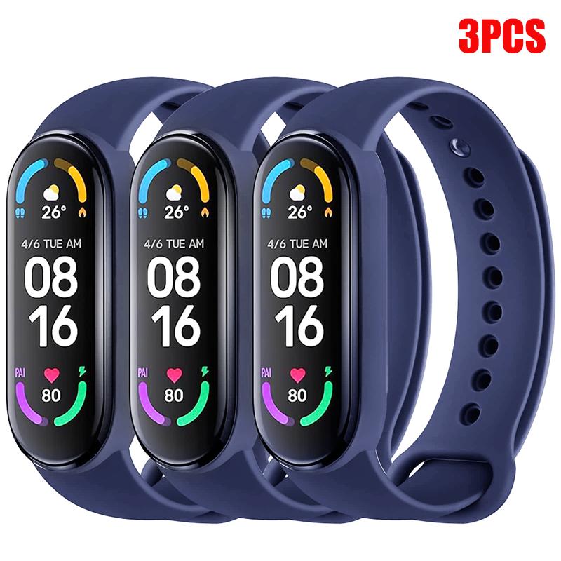 1-3Pcs Official Watchband For Mi Band 7 6 4 5 3 Bracelet Xiaomi Mi Band Strap Silicone Sport Replacement Smartwatch Accessories