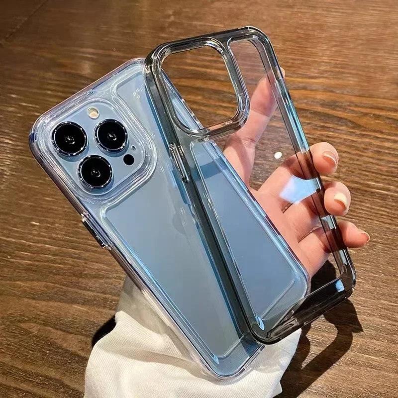 Luxury Silicone Transparent Shockproof Armo Case For iPhone 15 14 13 12 11 Pro Max 7 8 Plus XR XS X Phone Clear Protection Cover