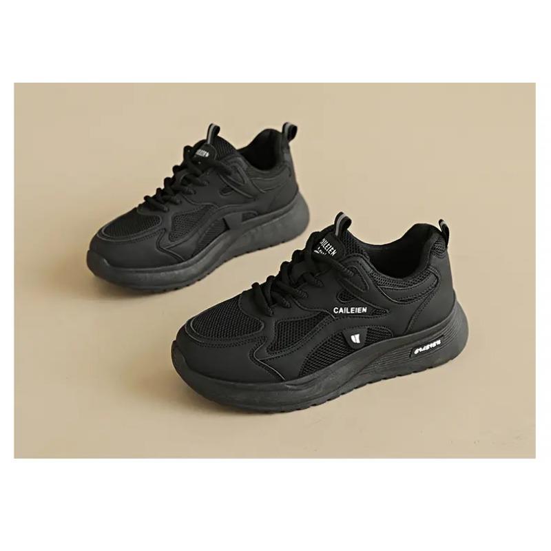 Women's Pink White Chunky Sneakers Breathable Mesh Lace-up Platform Casual Walking Shoes