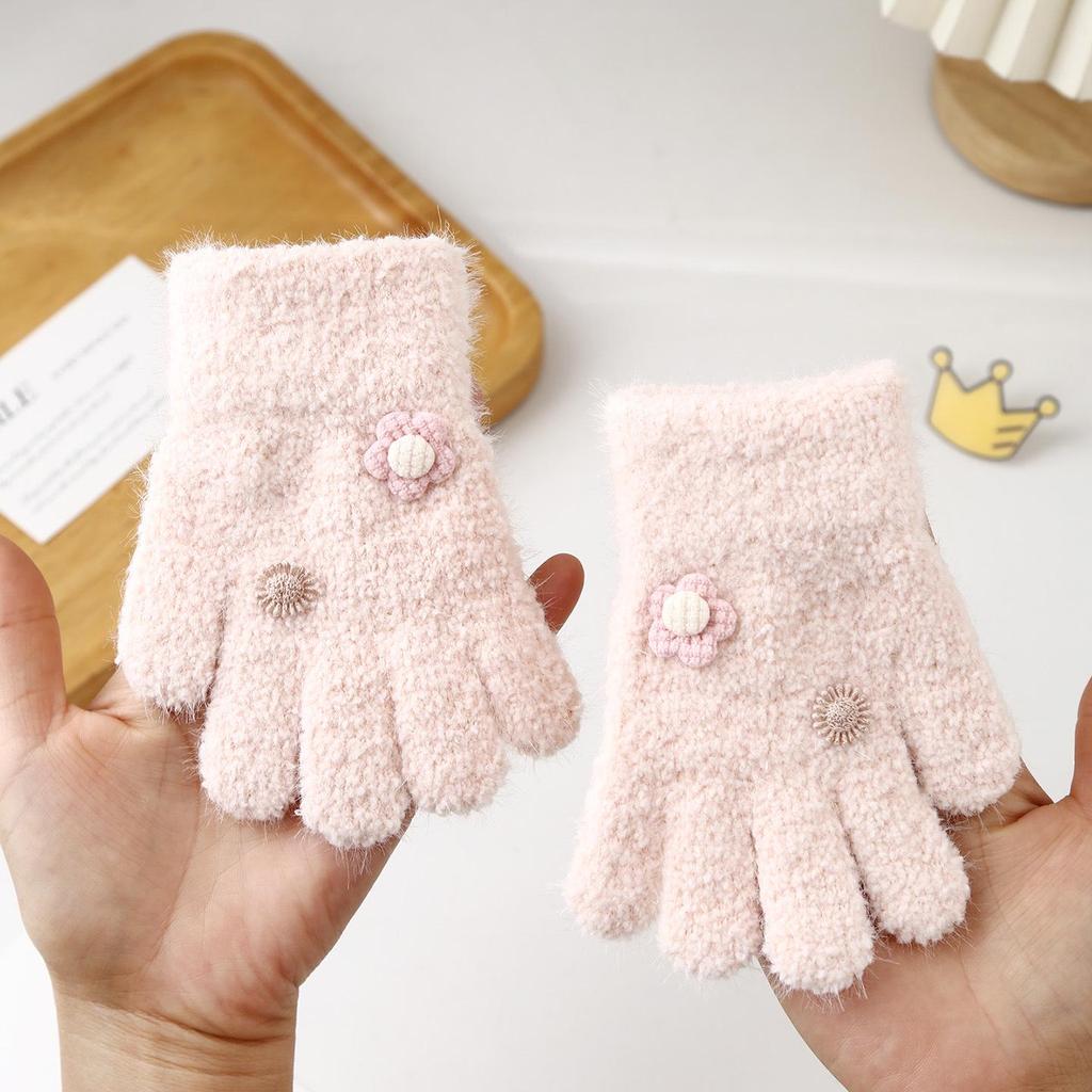 Luvas de Inverno Infantis Fofas de Urso Estilo Coreano - Quentes, À Prova de Frio, Design de Cinco Dedos para Meninos e Meninas