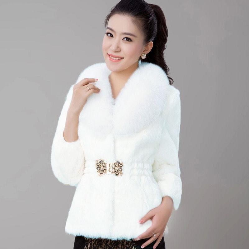 Autumn and winter imitation fur jacket women's short top imitation fox fur collar rabbit fur imitation mink fur coat thickened