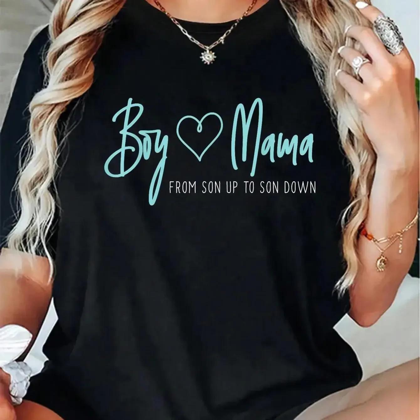 100% Cotton Boy Mama From Son Up To Son Down - Mother Mom T-Shirt L