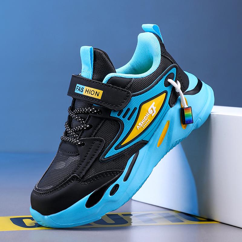Zapatos Casuales de Cuero Populares para Niños Zapatilla Transpirable de Malla Calzado de Tendencia de Moda para Correr al Aire Libre