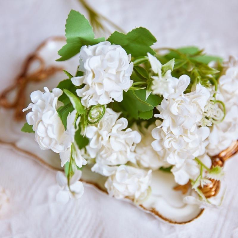 9 Head White Artificial Hydrangea Flowers for Wedding Christmas Living Room Home Decor Valentine's Day Fake Flower DIY Bouquets