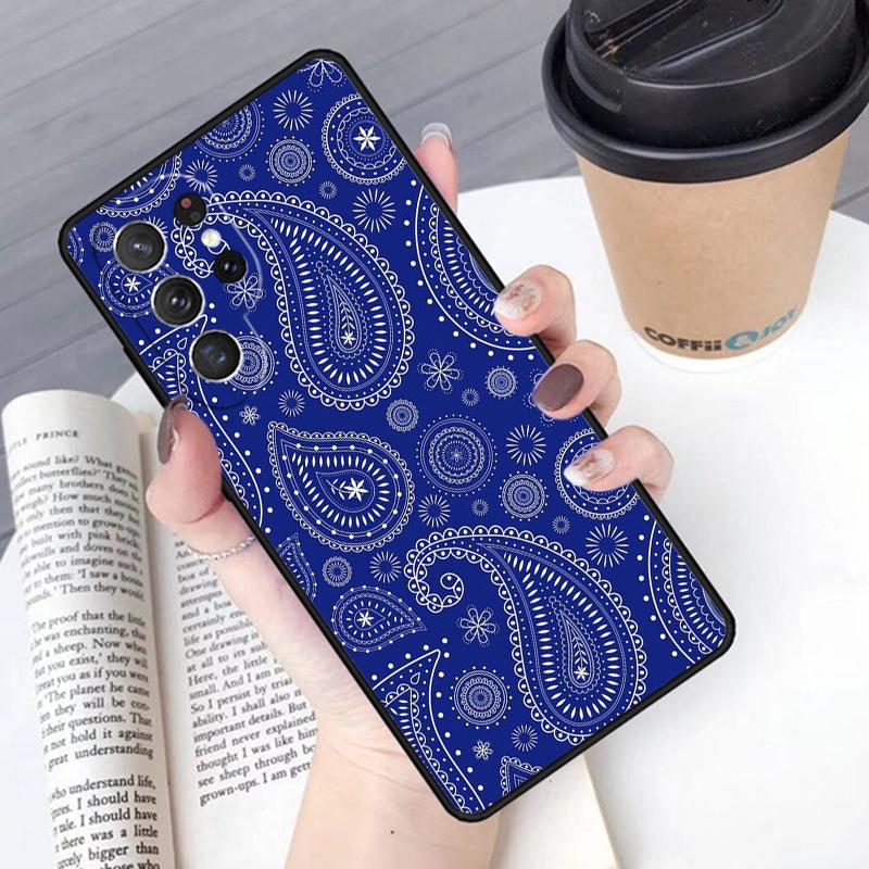 Black Bandana Paisley phone case Cover For Samsung Galaxy S24 S25 Ultra S21 S22 Ultra S10E Note 10 Plus Note 20 FE S23