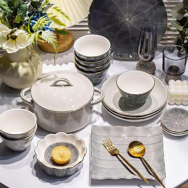 Panlu Nordic Underglaze Ceramic 30-Piece Dinnerware Set