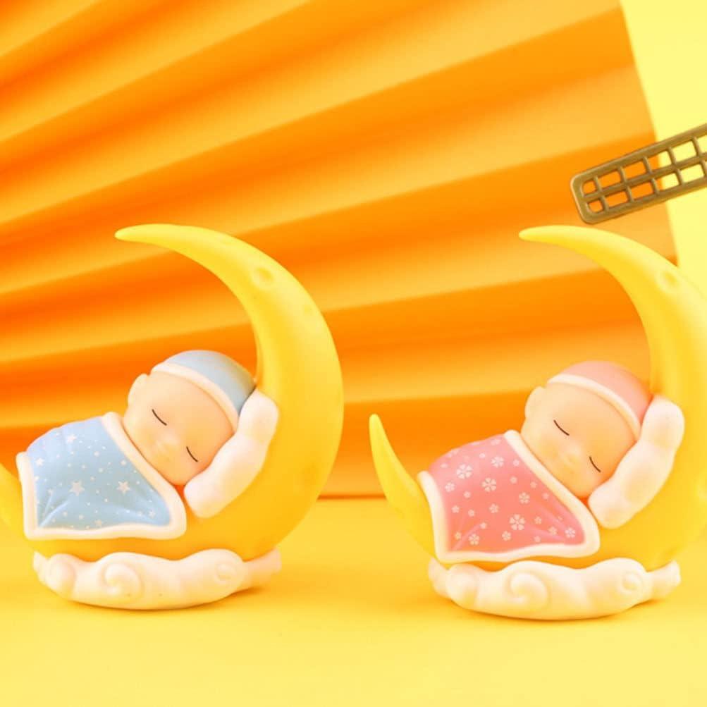 Toyvian Спящий младенец Топпер для торта Фигурка Топпер для торта Украшения на приборную панель автомобиля DIY Поделки Мини-фигурка младенца Украшение для вечеринки в честь рождения ребенка