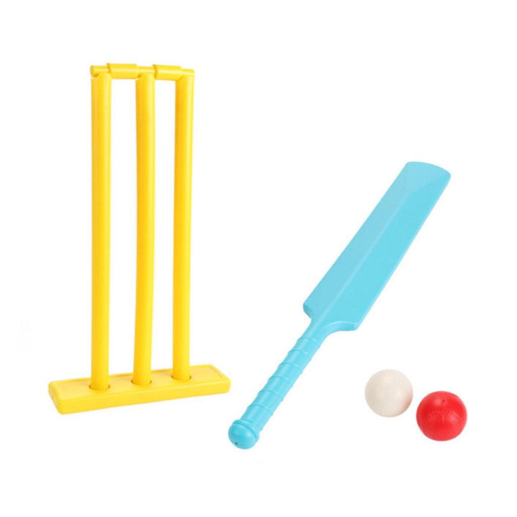 Kids Cricket Set Plastic Cricket Bat with 2 Balls and Stumps Backyard Sports Game Interactive Board Game Easy To Play
