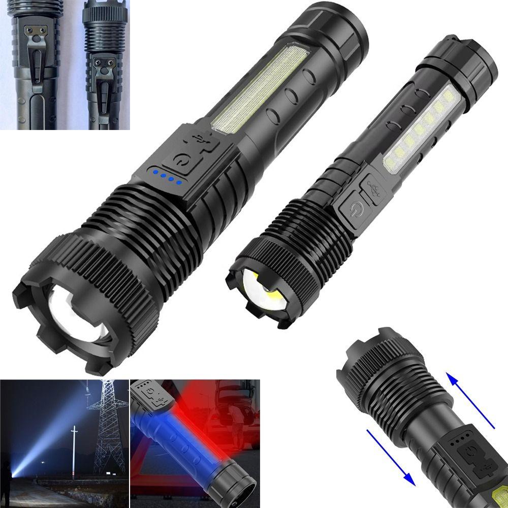 with Power Display Strong Light Flashlight COB Side Light Camping Lantern  Emergency Lighting