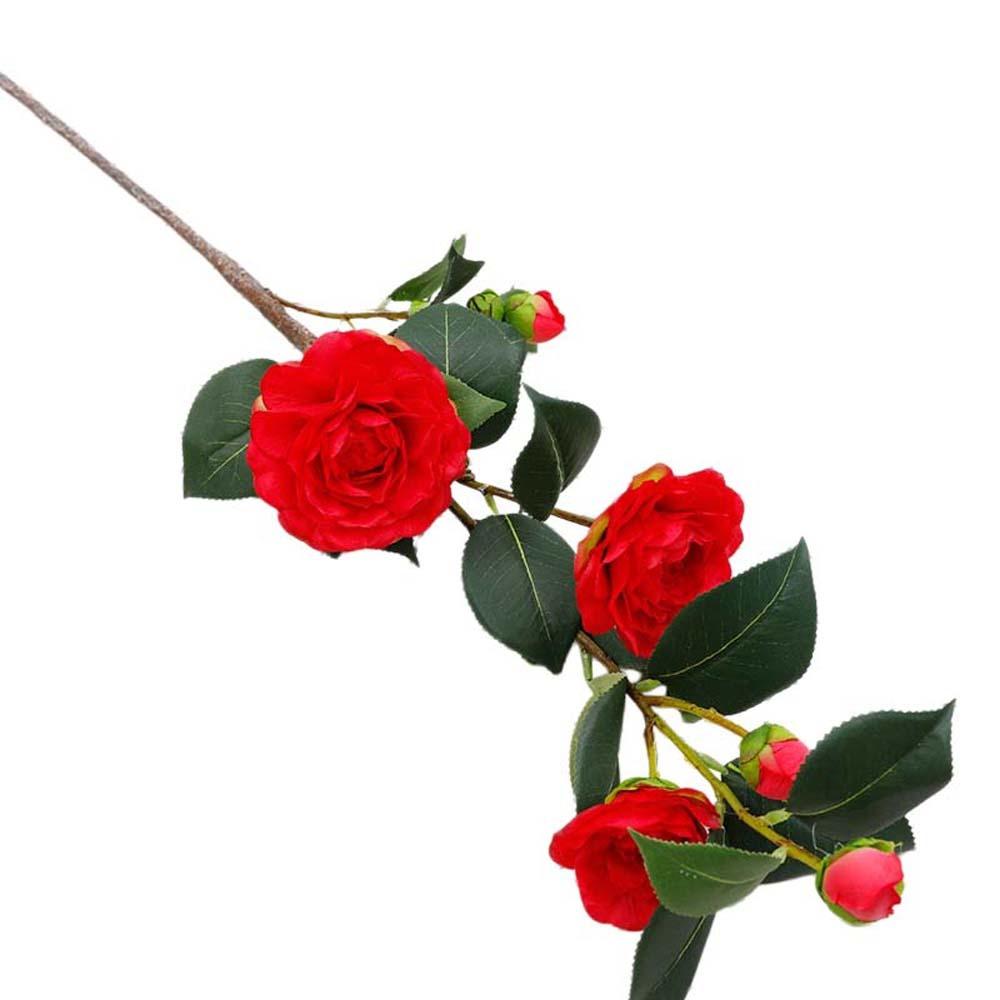 

Green Leaf Artificial Camellia Flower Handmade Fake Flower Simulation Rose Wedding Party красный