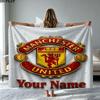 1PC Manchester United F Custom Name Patterned Flannel Blanket Suitable For All Seasons for Home Decor Warmth and Comfort Gifts Holiday Present