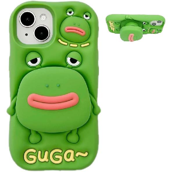 3D Cartoon Case for iPhone 14 Pro Max,Kawaii Phone Case Cute Funny Frog Bracket Case for Women Soft Silicone Shockproof Cover for iPhone 14 Pro Max iPhone 16 Pro
