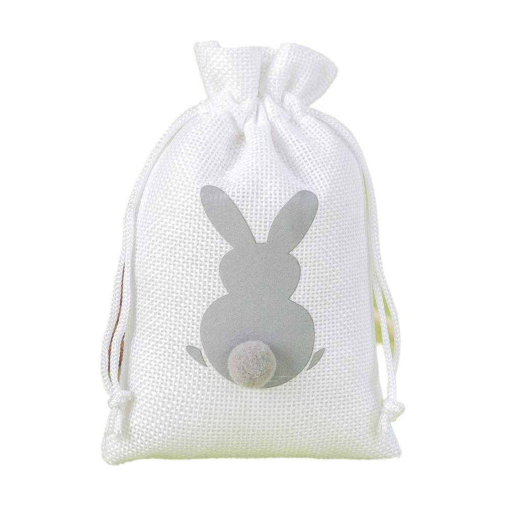 

10PCS Bunny Pattern Easter Candy Bags Reusable Decorative Rabbit Candy Bags Festival Eco-Friendly Drawstring Gift Bags 3.94x5.91in сірий