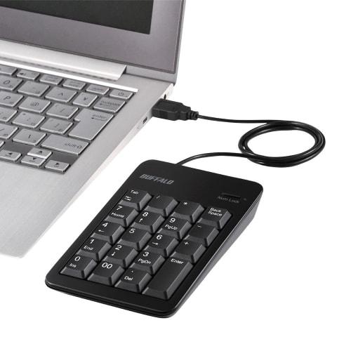 BUFFALO Wired Numeric Keyboard Tab Key with USB Hub Black BSTKH100BK