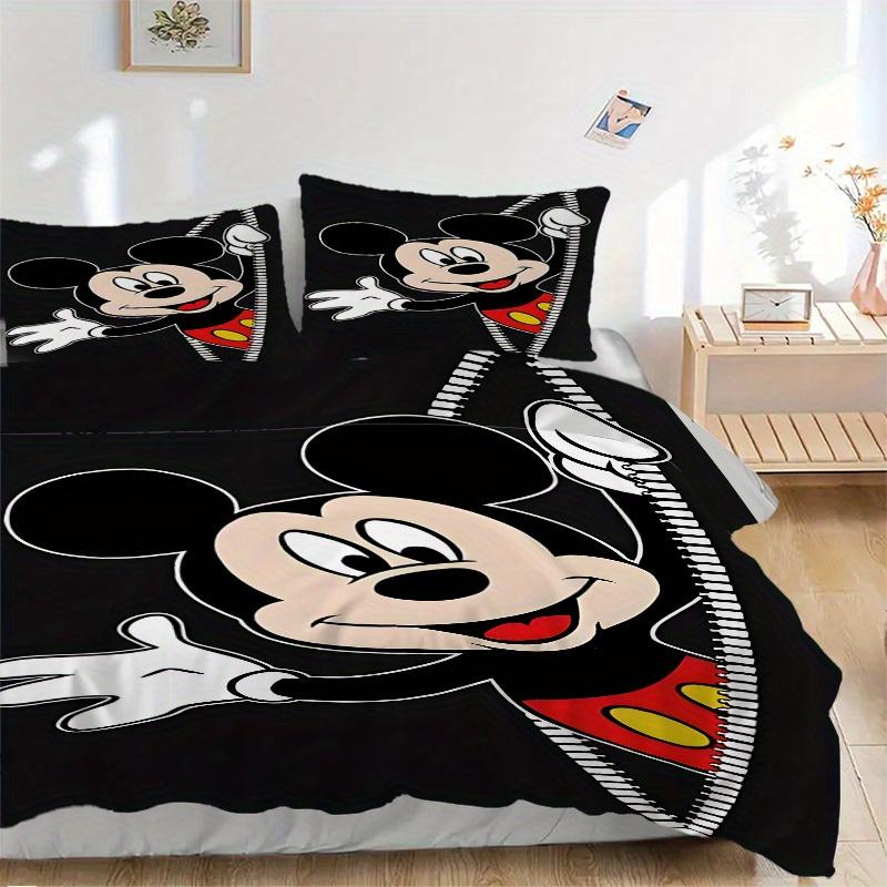 3pcs Mickey Mouse Printed Bedding Set, Breathable And Soft, Machine Washable, Christmas Gift, Suitable for Bedroom Decoration, 110