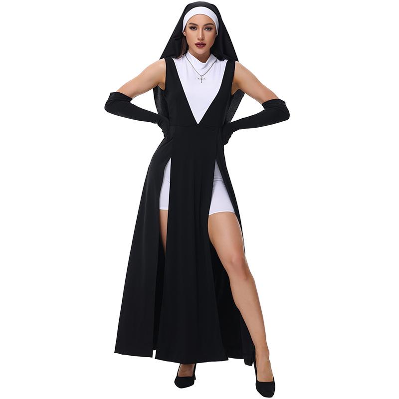 Sexy Nun Halloween Costume - European & American Style Virgin Mary Dress for Adults
