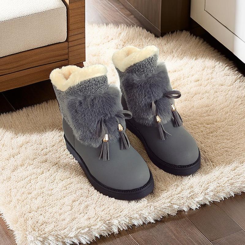 Winter Waterproof Ladies Shoes Round Toe Chunky Plush Warm Women's Snow Boots Goth Comfortable and Elegant Booties on Promotion