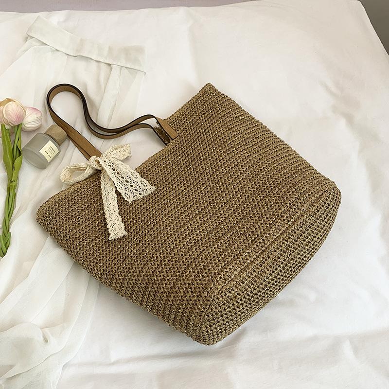 

Hand-woven straw bag Bohemia 2025 new fashion shoulder bag women s seaside vacation beach tote bag хаки