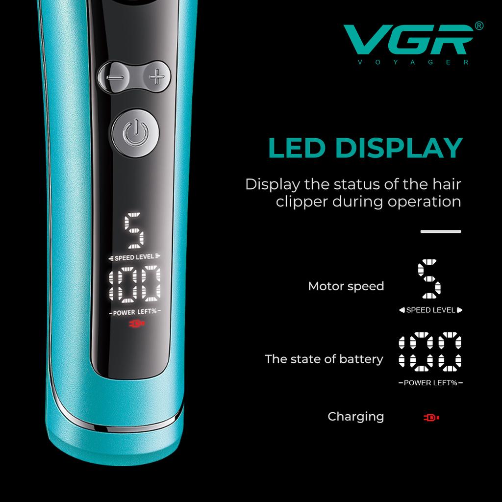Original VGR V-299 Electric Hair Clipper with 5 Gear Acceleration for Men with LCD Digital Display Hair Salon Household Oil Head Carving Hair Trimmer