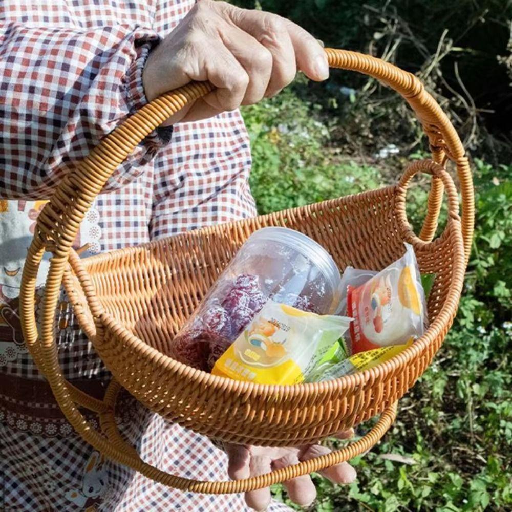 With Handle Imitation Rattan Basket High Grade Multipurpose Storage Basket Home Kitchen