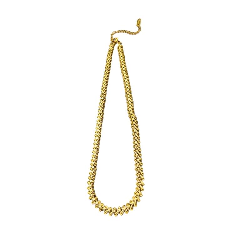 Stylish Wheat Spikes Necklace Wheat Detail Necklace in Gold/Steel Tone Elegant Neck Chain for Trendy Women