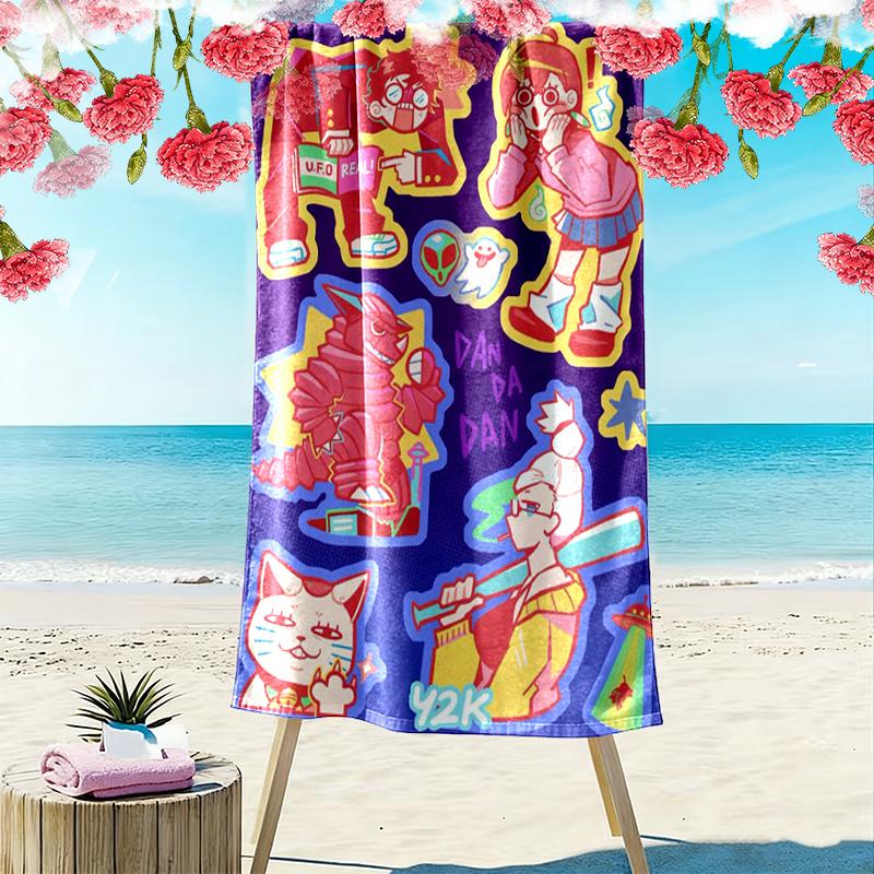 Dandadan-inspired 2D Flat Print Beach Towel, Large Soft Quick Dry Towel for Beach Camping SwimmingXSTJ0915282