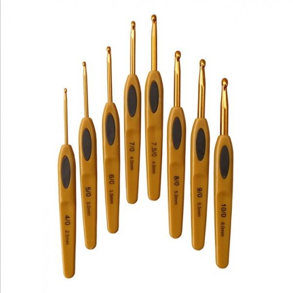 Ganchos para tejer suéter, herramienta con mango de plástico, ganchillo de aluminio, 8 Uds.
