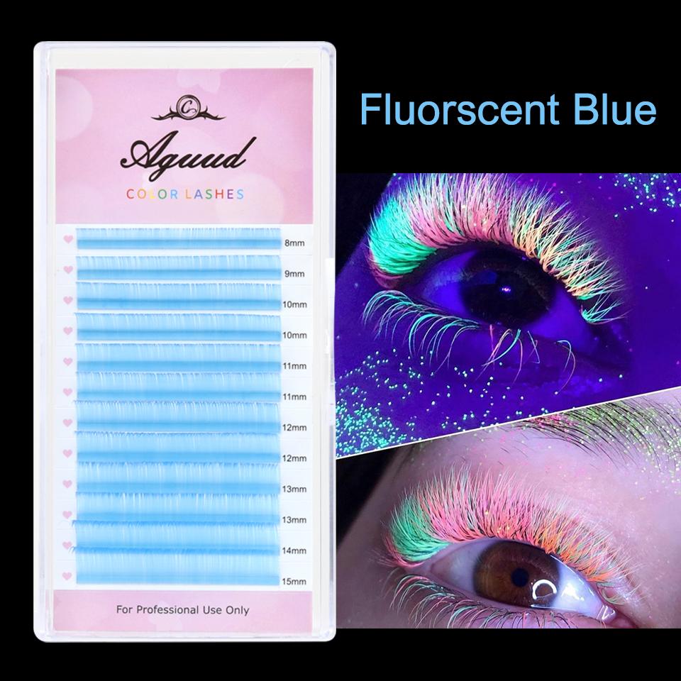 AGUUD UV Colored Eyelash Extension Individual Lash Faux Mink Classic Red Green Brown Blue Purple Pink Lash Colorful Makeup Lash