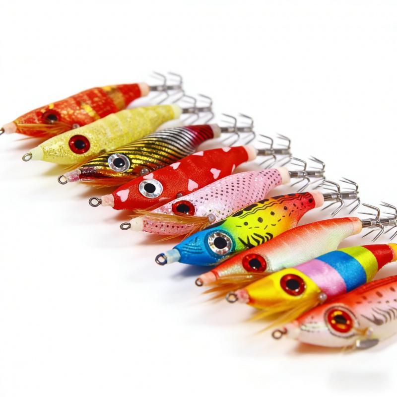 10CMLuminous Wood Shrimp9GSet of Big Eye Shrimp Lure Bait Squid Hook High Simulation Bait Night Fishing Bass Special for Bluefis