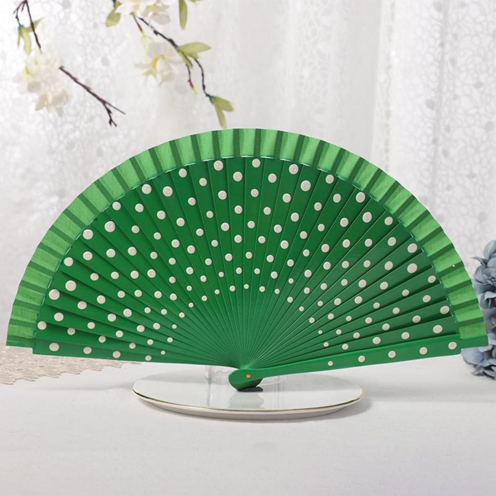 Dot Print Spainish Fan Double-sided Multicolor Dot Print Folding Fan Beautiful Dancing Fan Office Home Table Decorative Fan