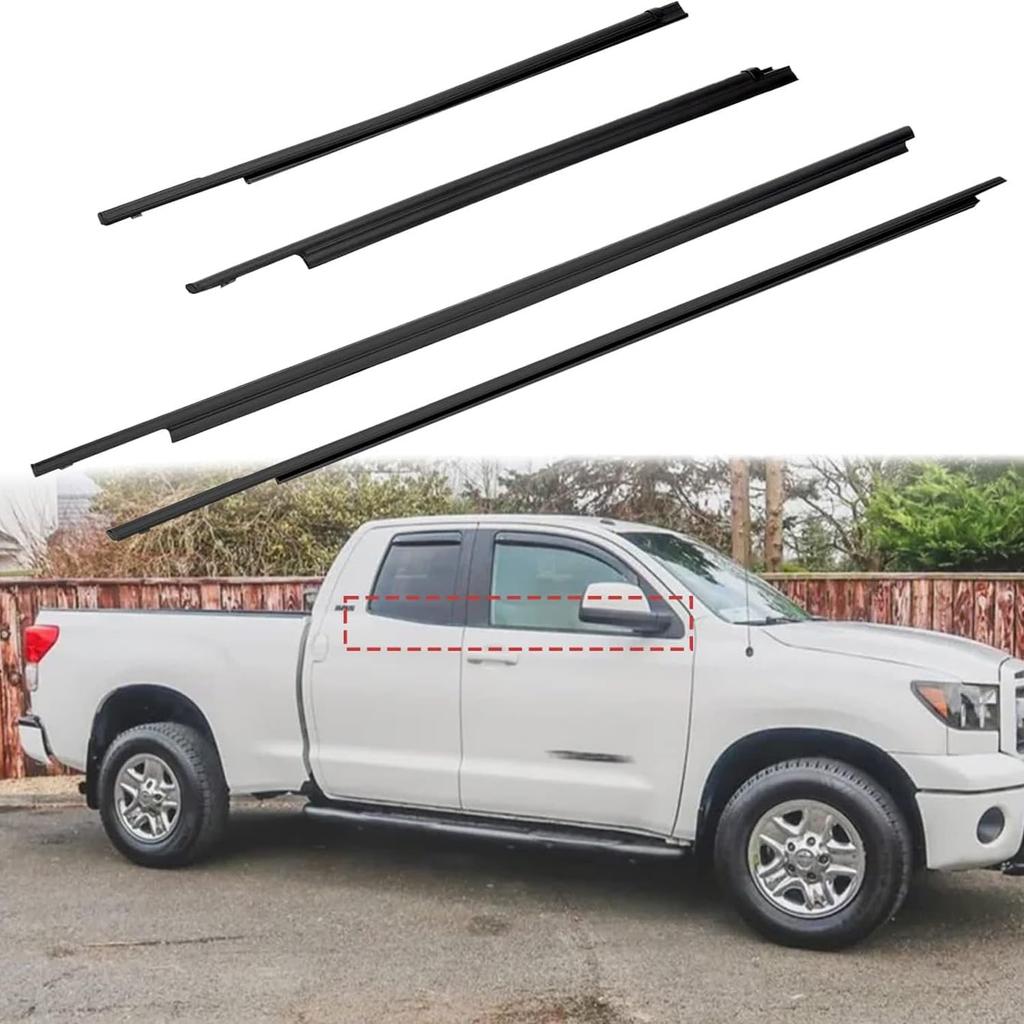 Weatherstrip Window Molding Trim Seal Compatible With 2007- Tundra Double Cab Replaces 68160-0C020 68210-0C020 68163-0C010 68164-0C010