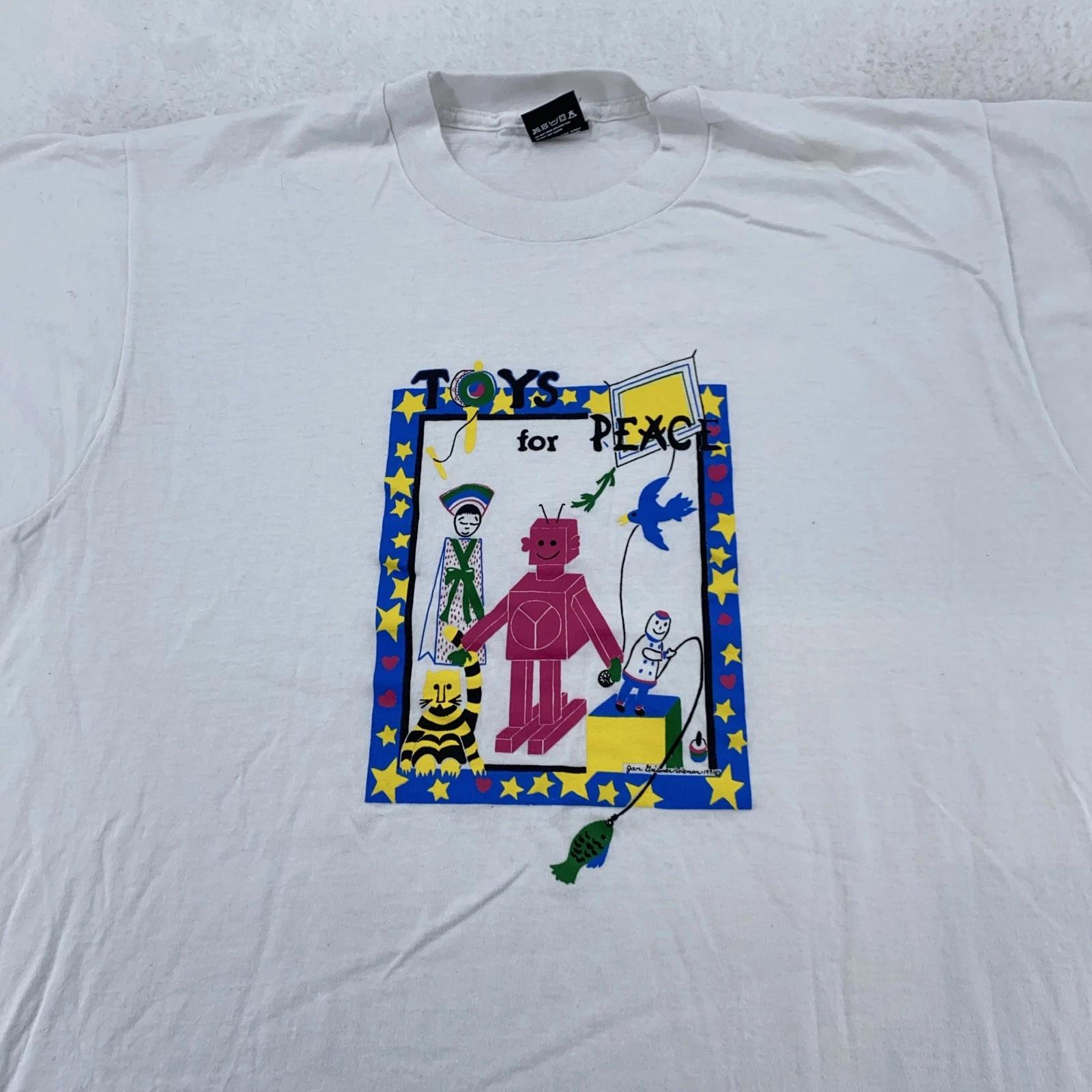 

Vintage Toys For Peace Shirt Mens L/XL Graphic Art Robot Clown USA 90s Tee XL