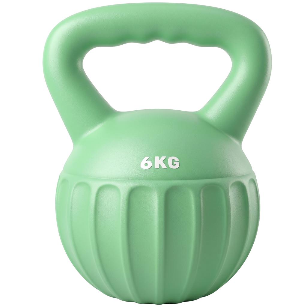 Kettlebell 6 kg Weight Dumbbell Filled with Sand for Beginners Home Strength Training 17 x 17 x 23 cm Green