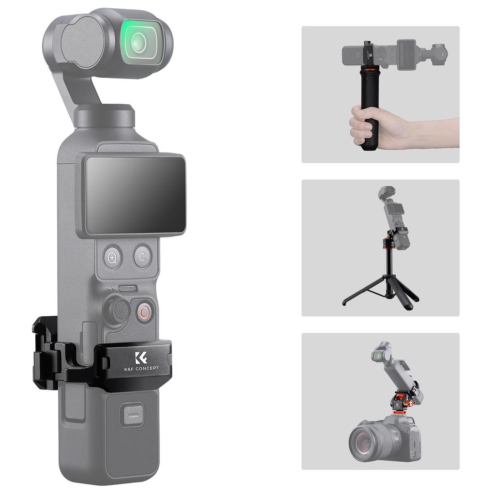 K&F CONCEPT Expansion Adapter for DJI Osmo Pocket 4/3 Aluminum Alloy Protective Cage with Cold Shoe 1/4" Multi-function Holder