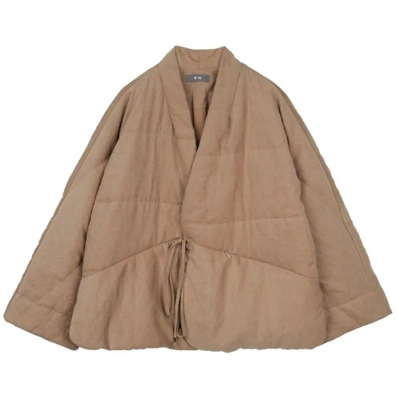 

Johnature женские винтажные хлопковые парки с v-образным вырезом и длинными рукавами, однотонные зимние пальто в китайском стиле, парки на пуговицах One Size хаки