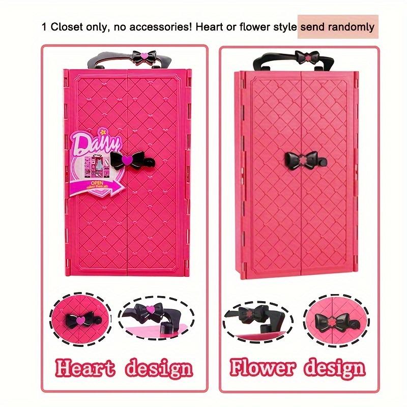 Dollhouse Furniture Doll Wardrobe Plastic Portable Closet Can Collect Doll Clothes Plus Accessories DIY Birth Date Xmas Present